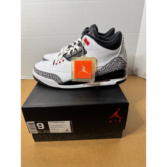 Jordan 3 Retro Infrared 23 2014 White Cement Black Unite red Size 9 M Shoes - Picture 1 of 7